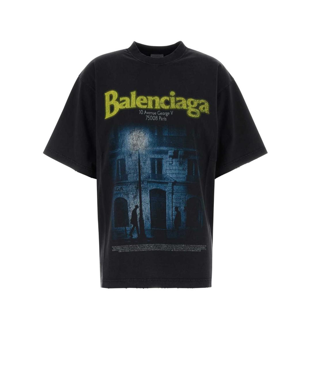 BALENCIAGA Черная хлопковая футболка, фото 1