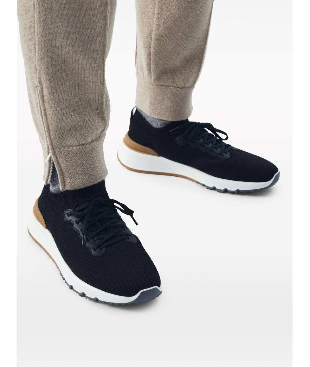 BRUNELLO CUCINELLI Черные текстильные низкие кроссовки / кеды, фото 5