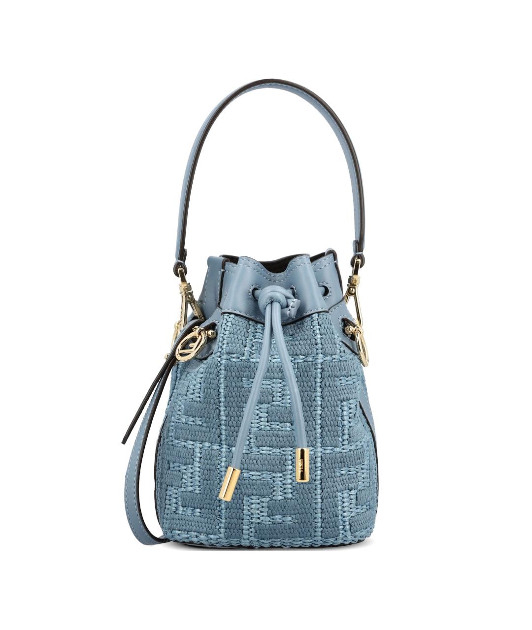 FENDI Голубая жаккардовая сумка тоут, фото 5