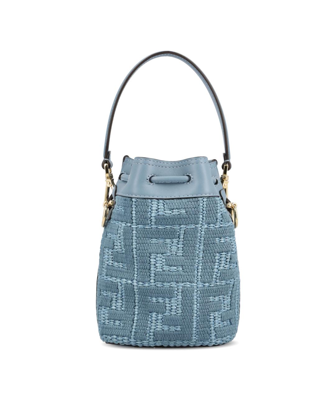 FENDI Голубая жаккардовая сумка тоут, фото 3