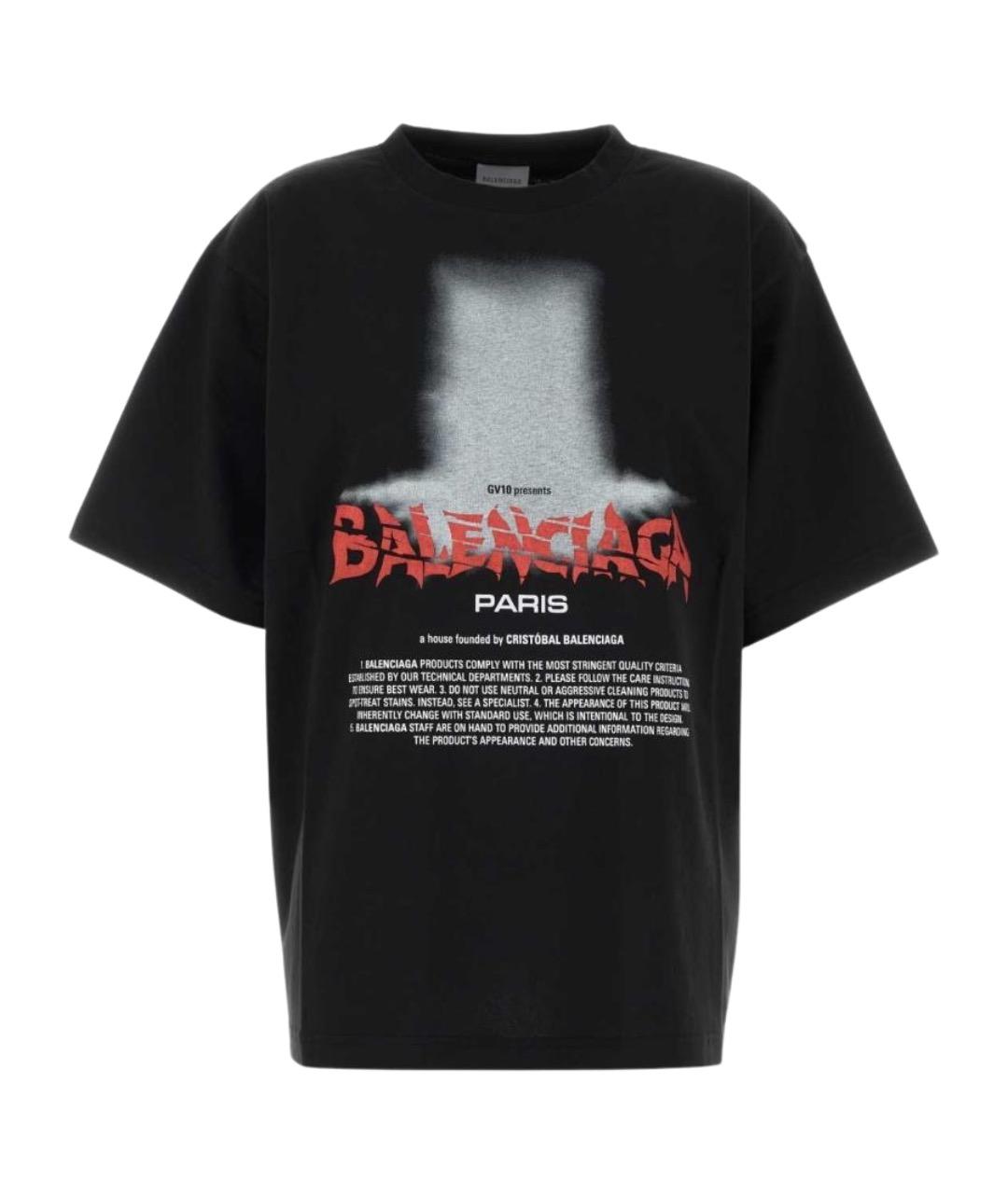 BALENCIAGA Черная хлопковая футболка, фото 1