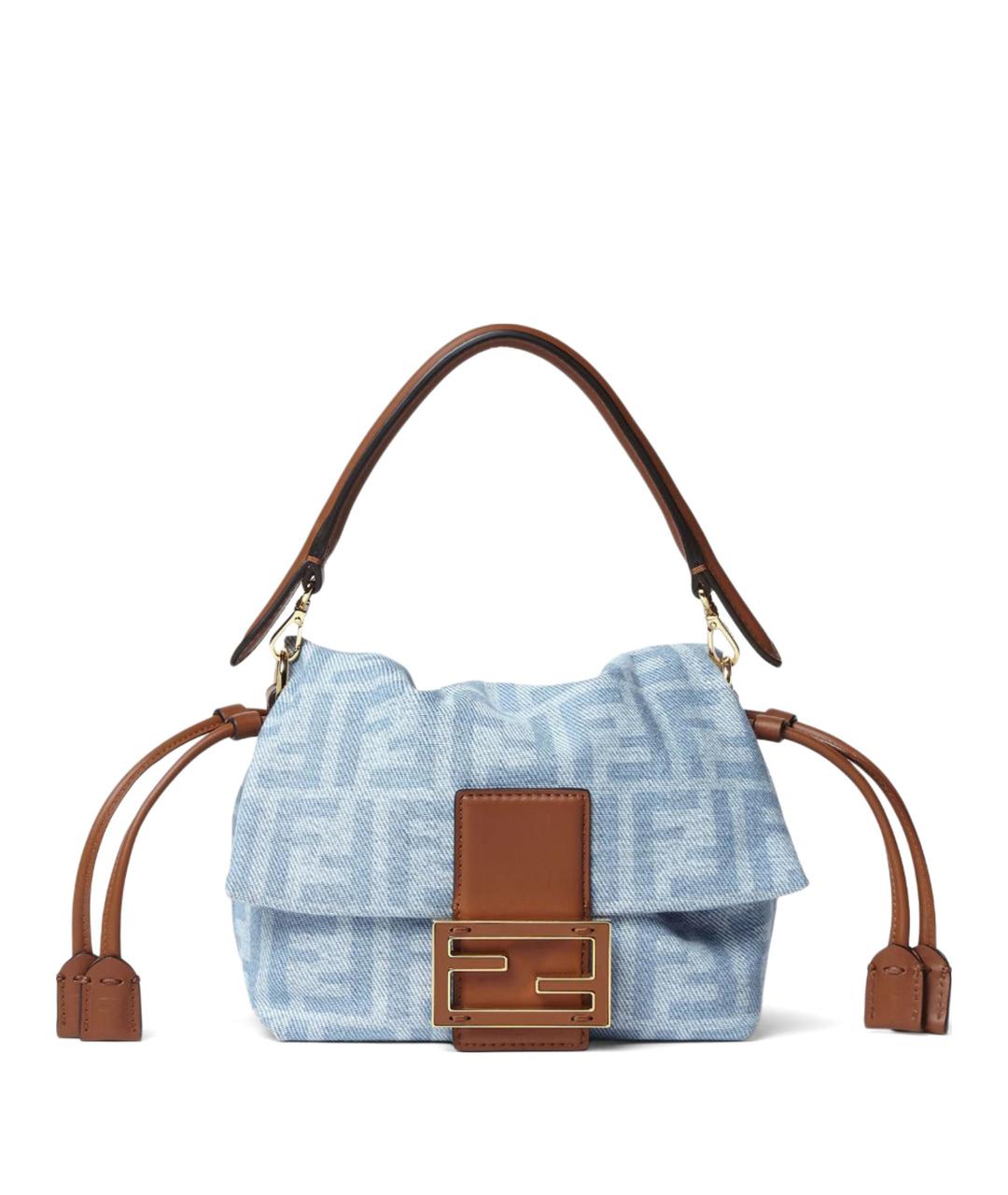 FENDI Голубая деним сумка через плечо, фото 6