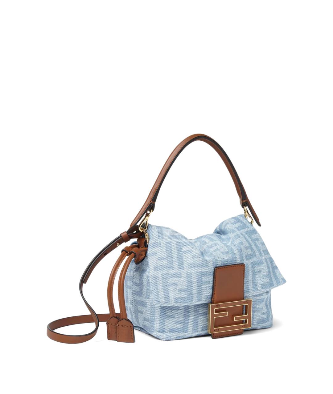 FENDI Голубая деним сумка через плечо, фото 2