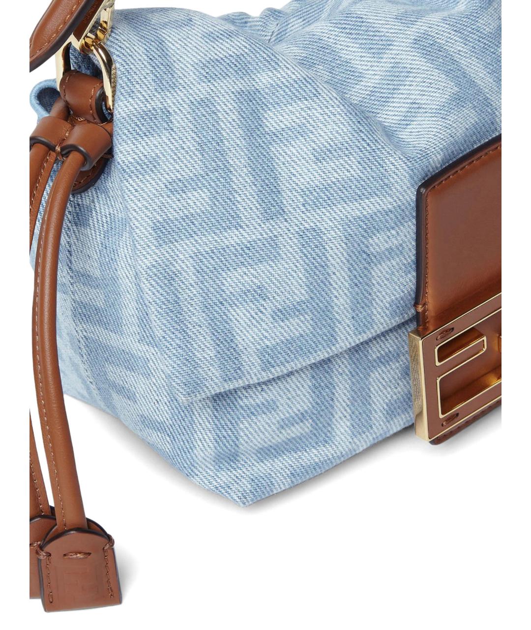 FENDI Голубая деним сумка через плечо, фото 3