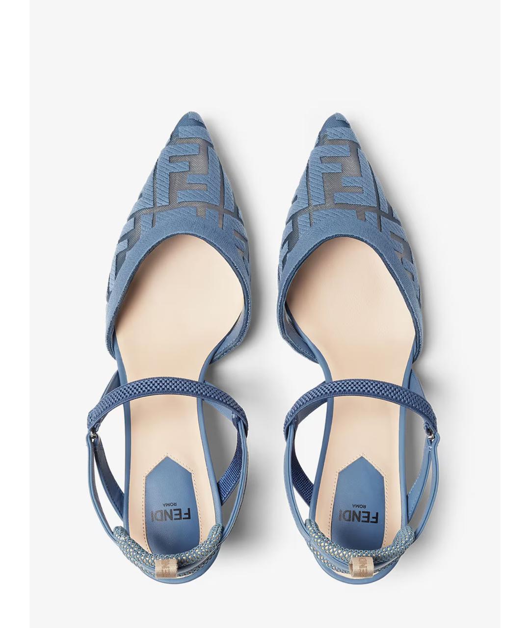 FENDI Синие текстильные туфли, фото 4