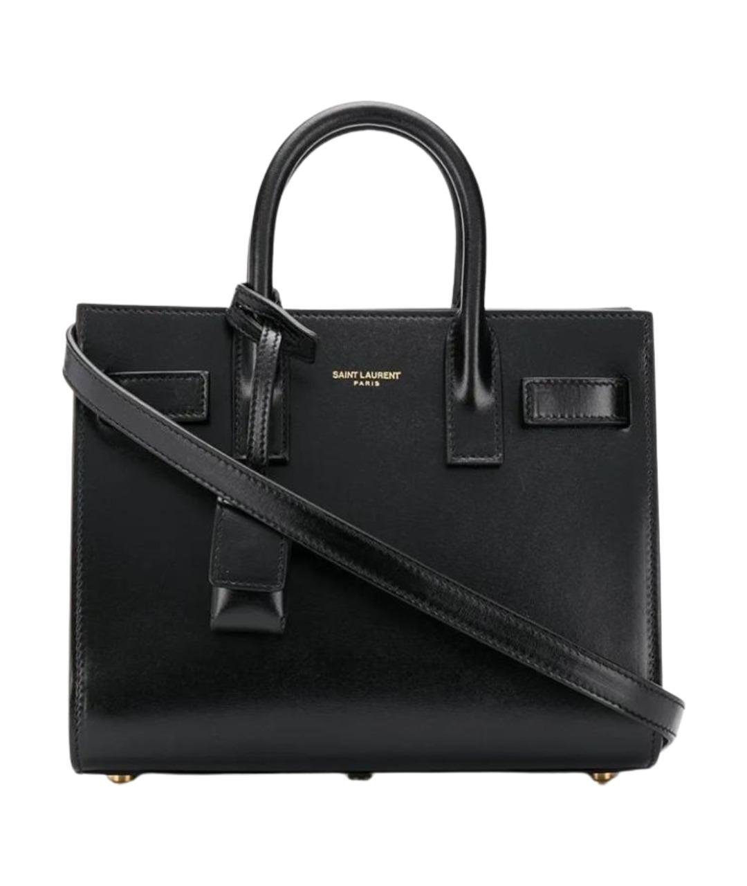 SAINT LAURENT Черная кожаная сумка тоут, фото 1