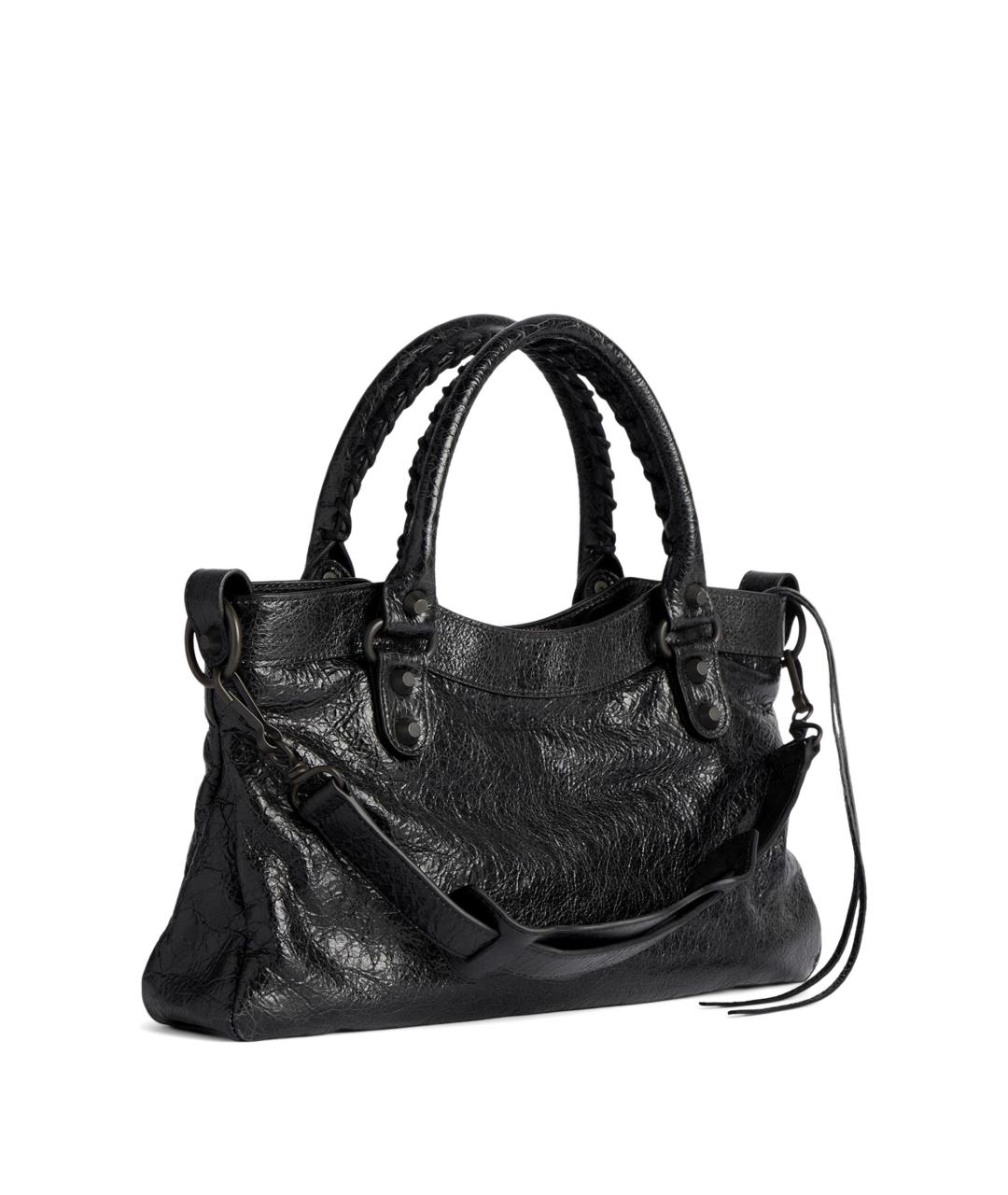 BALENCIAGA Черная кожаная сумка тоут, фото 2