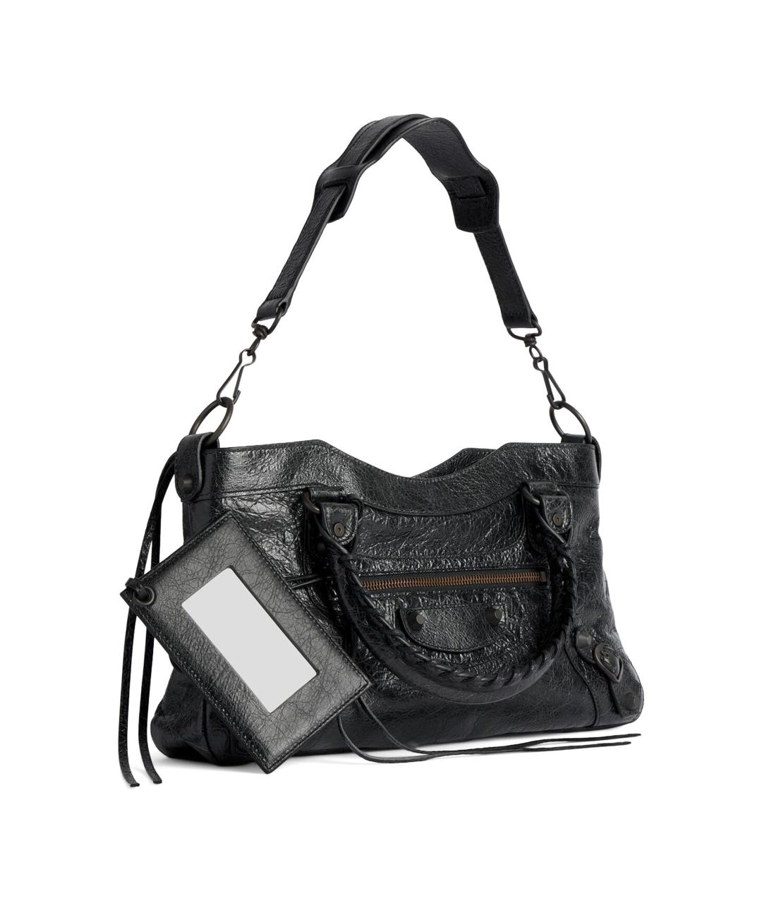 BALENCIAGA Черная кожаная сумка тоут, фото 5