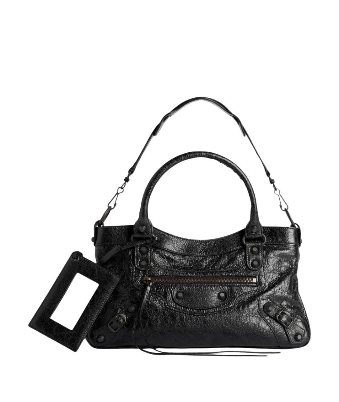 BALENCIAGA Черная кожаная сумка тоут, фото 1