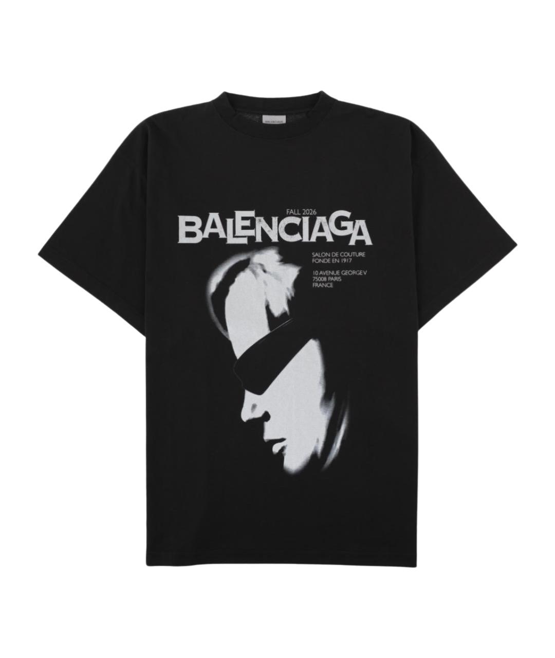 BALENCIAGA Черная хлопковая футболка, фото 1