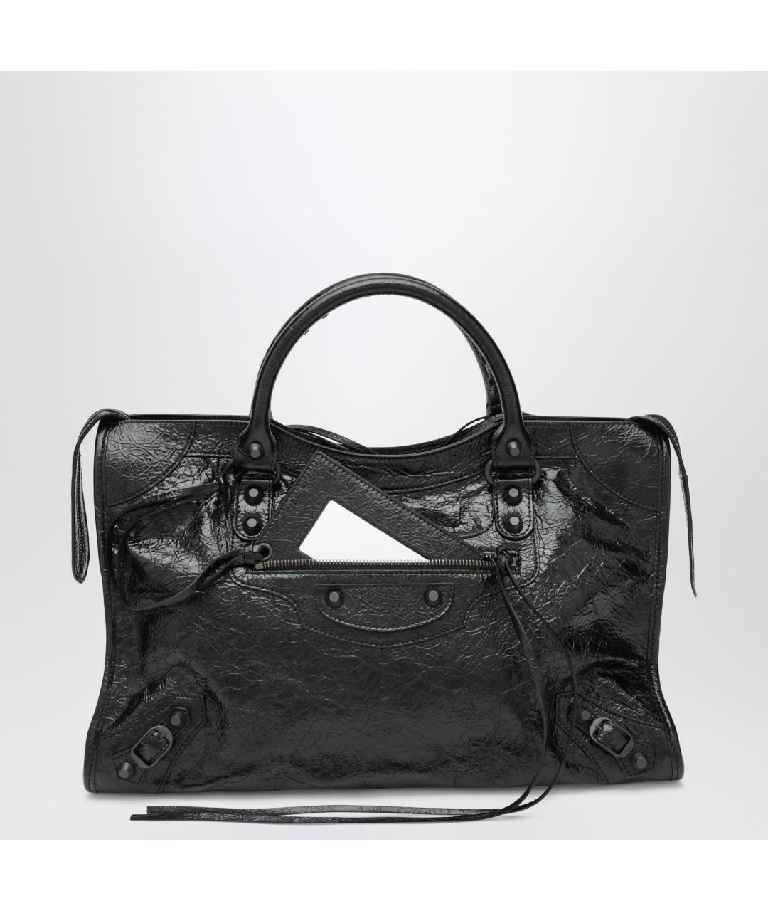 BALENCIAGA Черная кожаная сумка тоут, фото 6