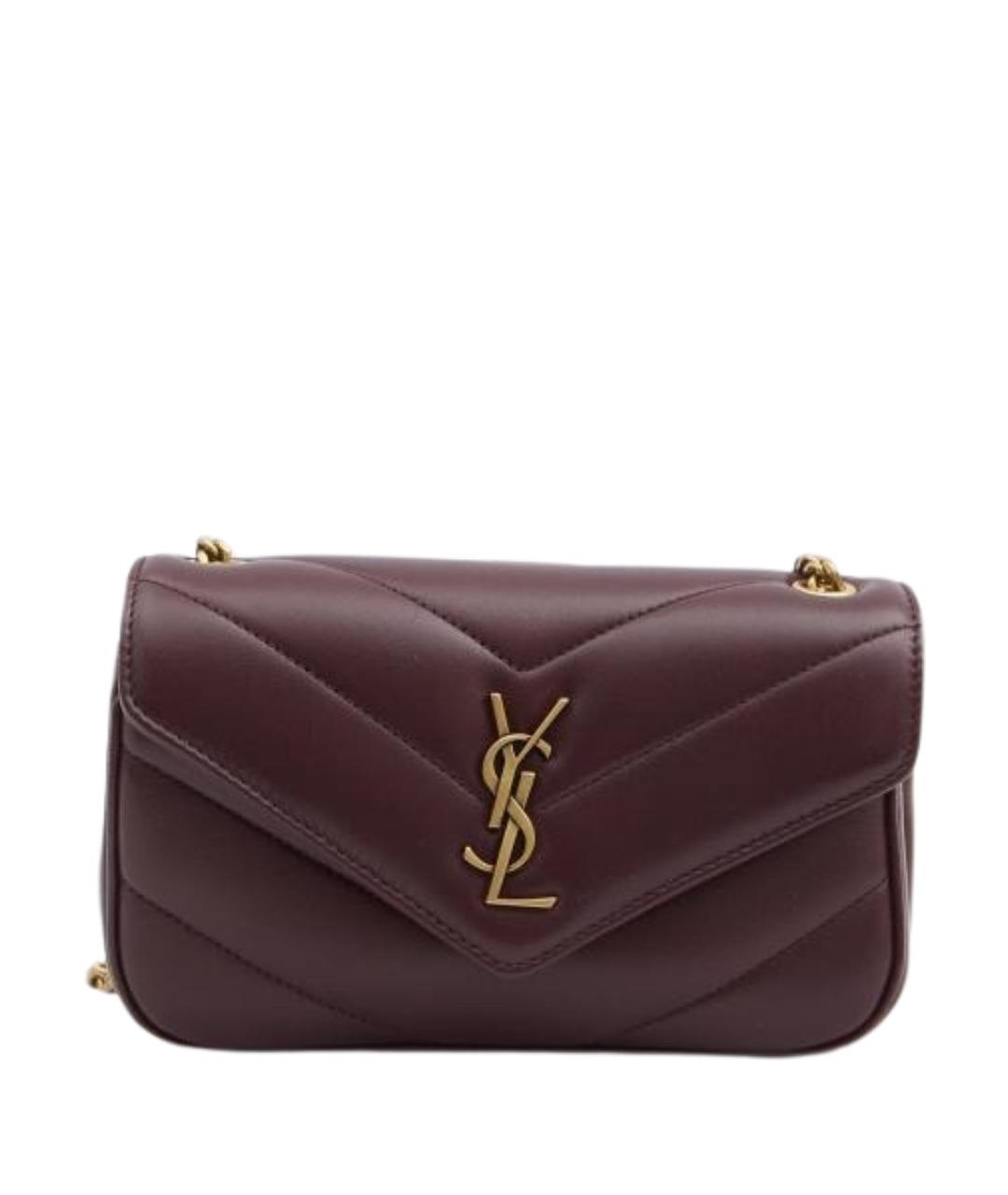 SAINT LAURENT Бордовая кожаная сумка через плечо, фото 1