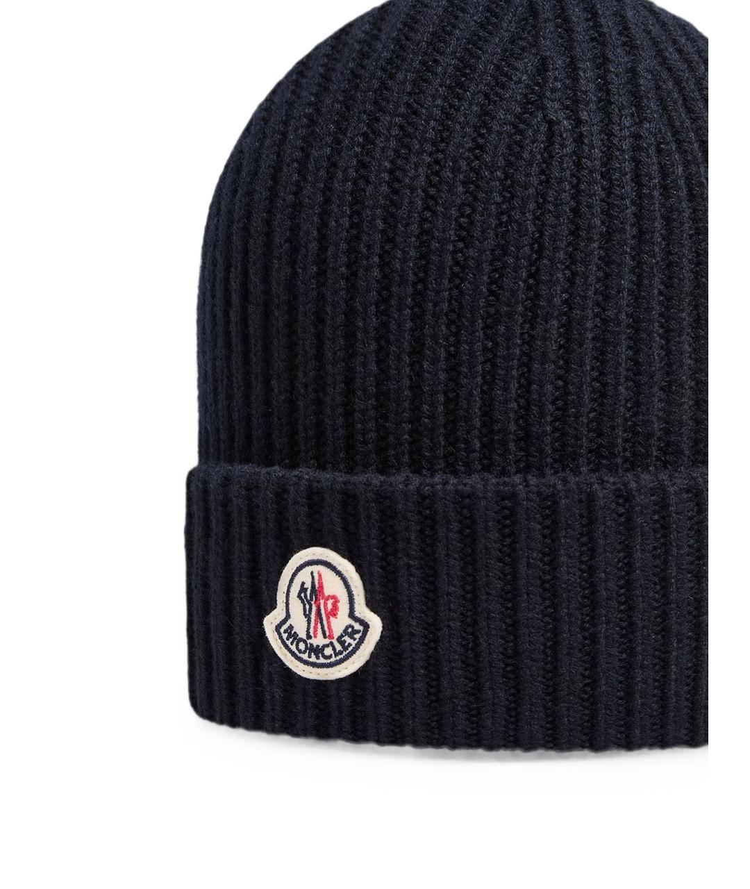MONCLER Синяя шерстяная шапка, фото 2