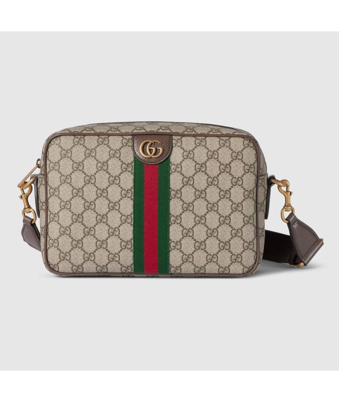 GUCCI Бежевая сумка на плечо из канвы, фото 6