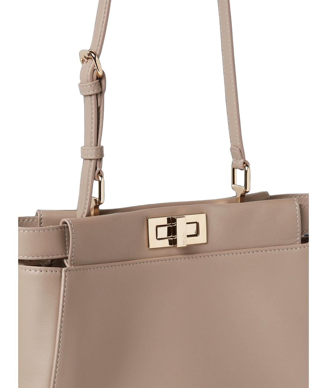 FENDI Бежевая кожаная сумка тоут, фото 2