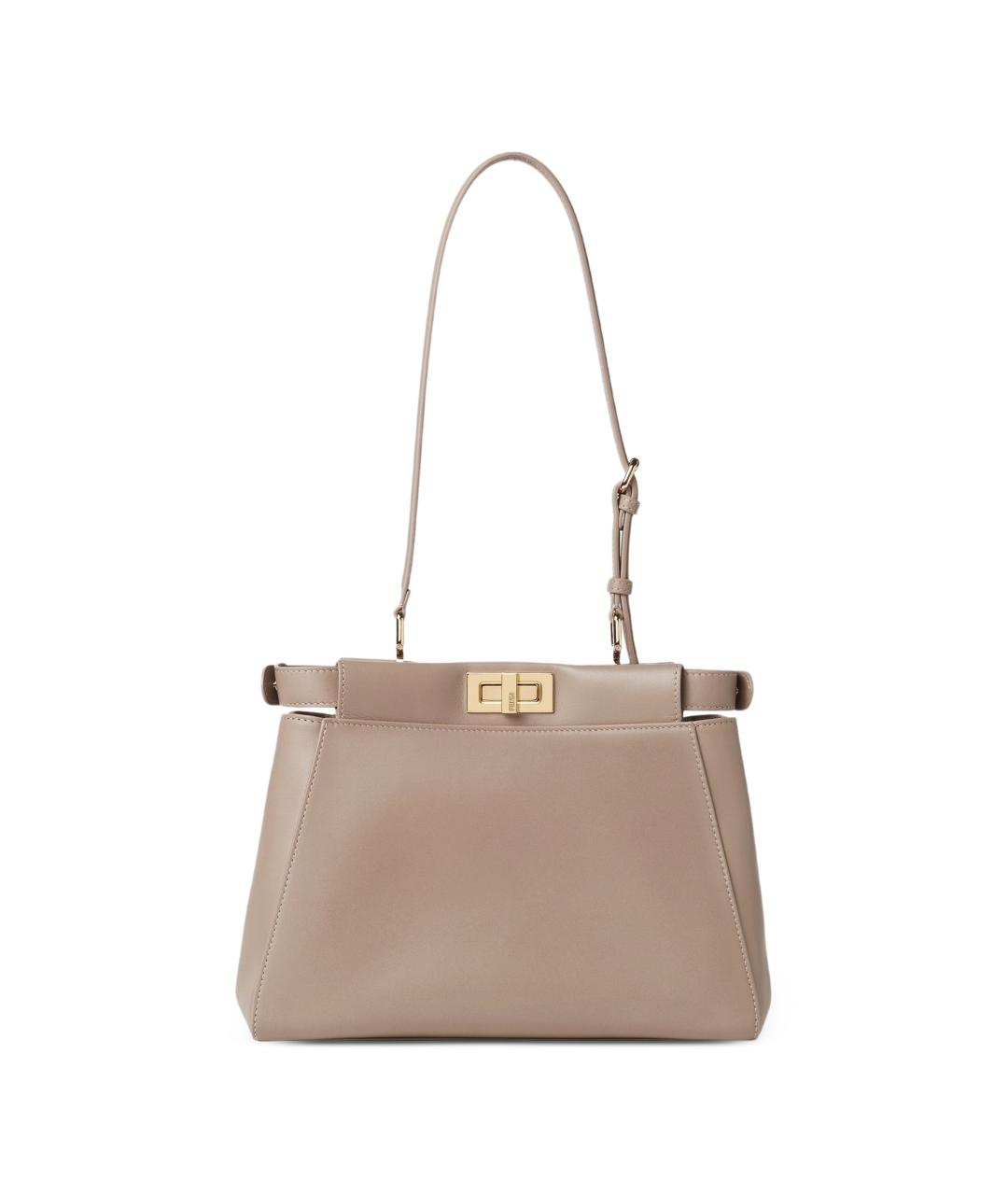 FENDI Бежевая кожаная сумка тоут, фото 5