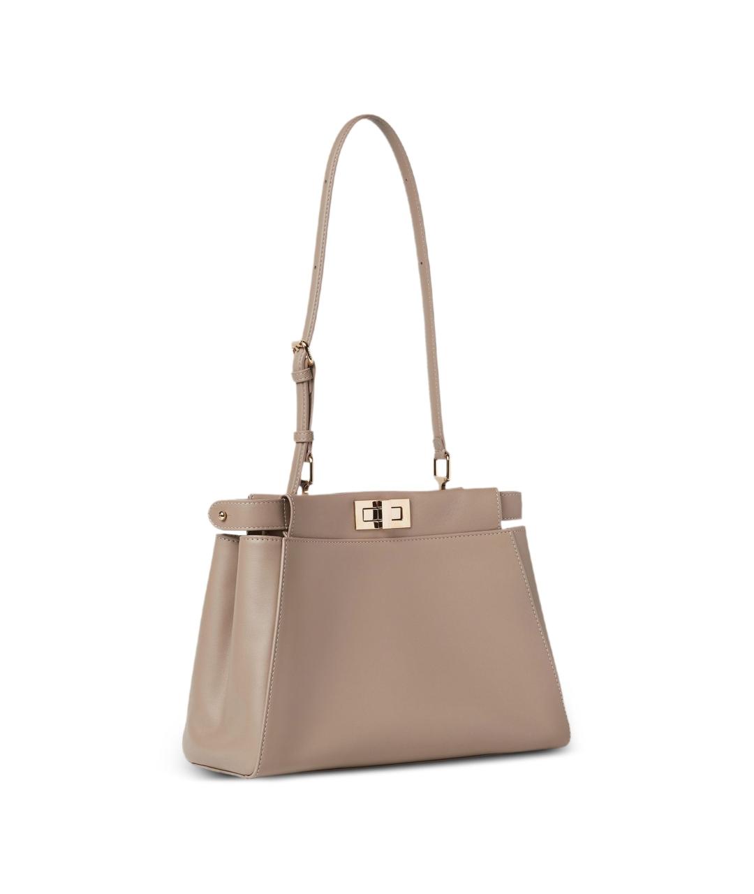 FENDI Бежевая кожаная сумка тоут, фото 3