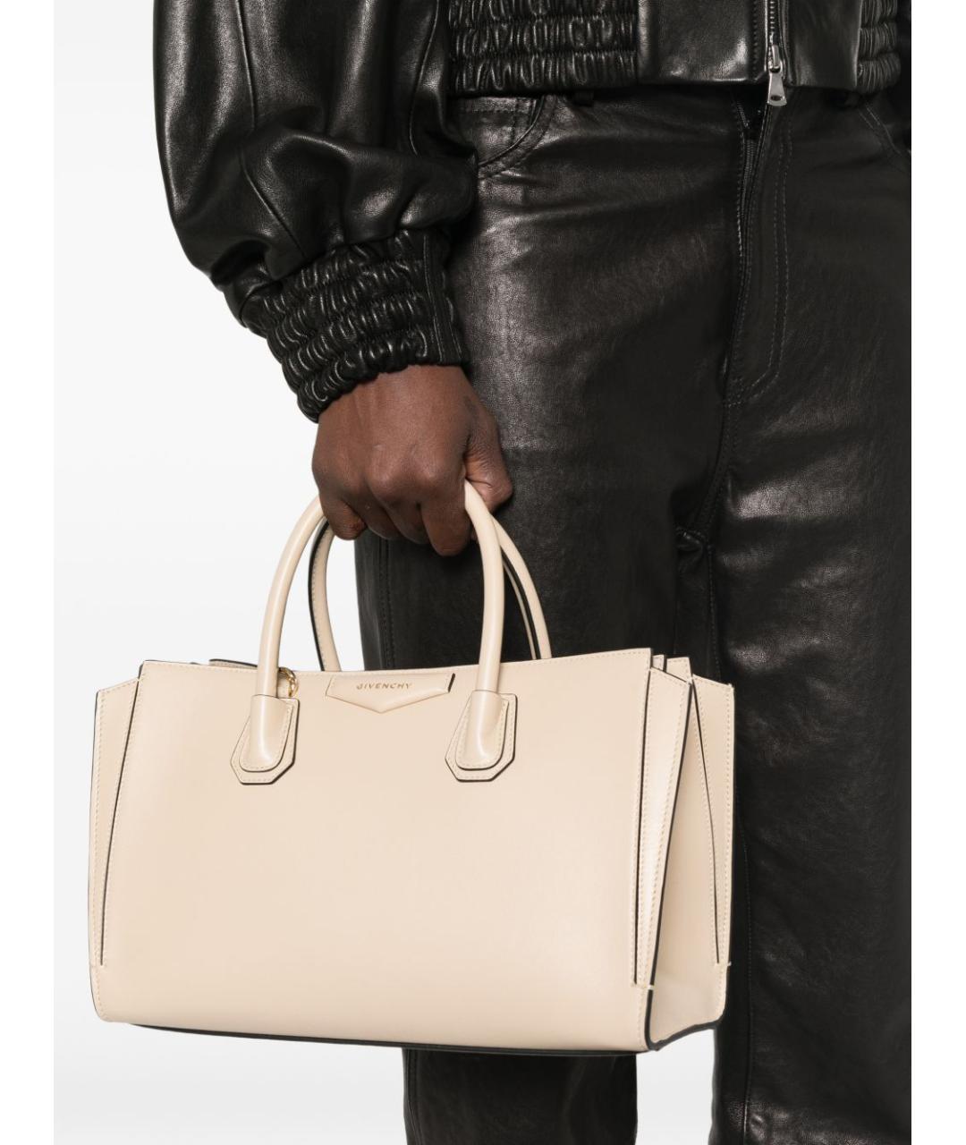 GIVENCHY Бежевая кожаная сумка тоут, фото 5