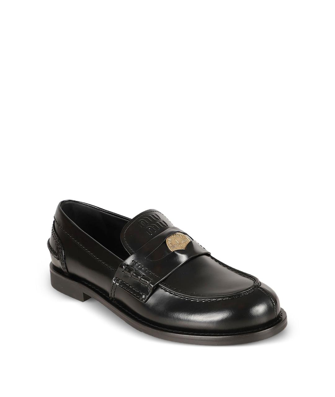 MIU MIU Черные кожаные лоферы, фото 3