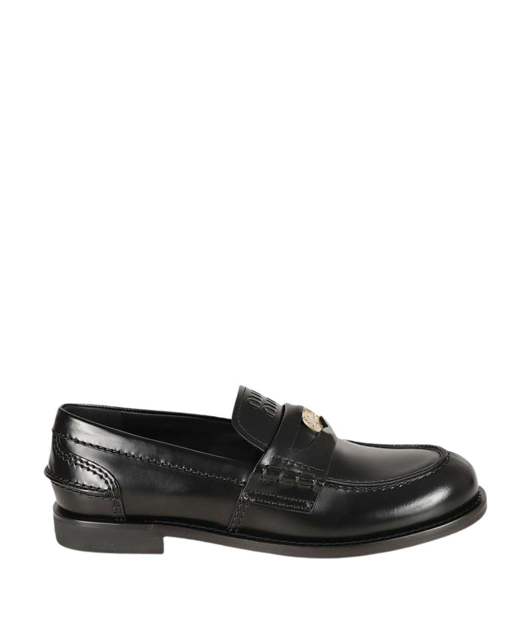 MIU MIU Черные кожаные лоферы, фото 1