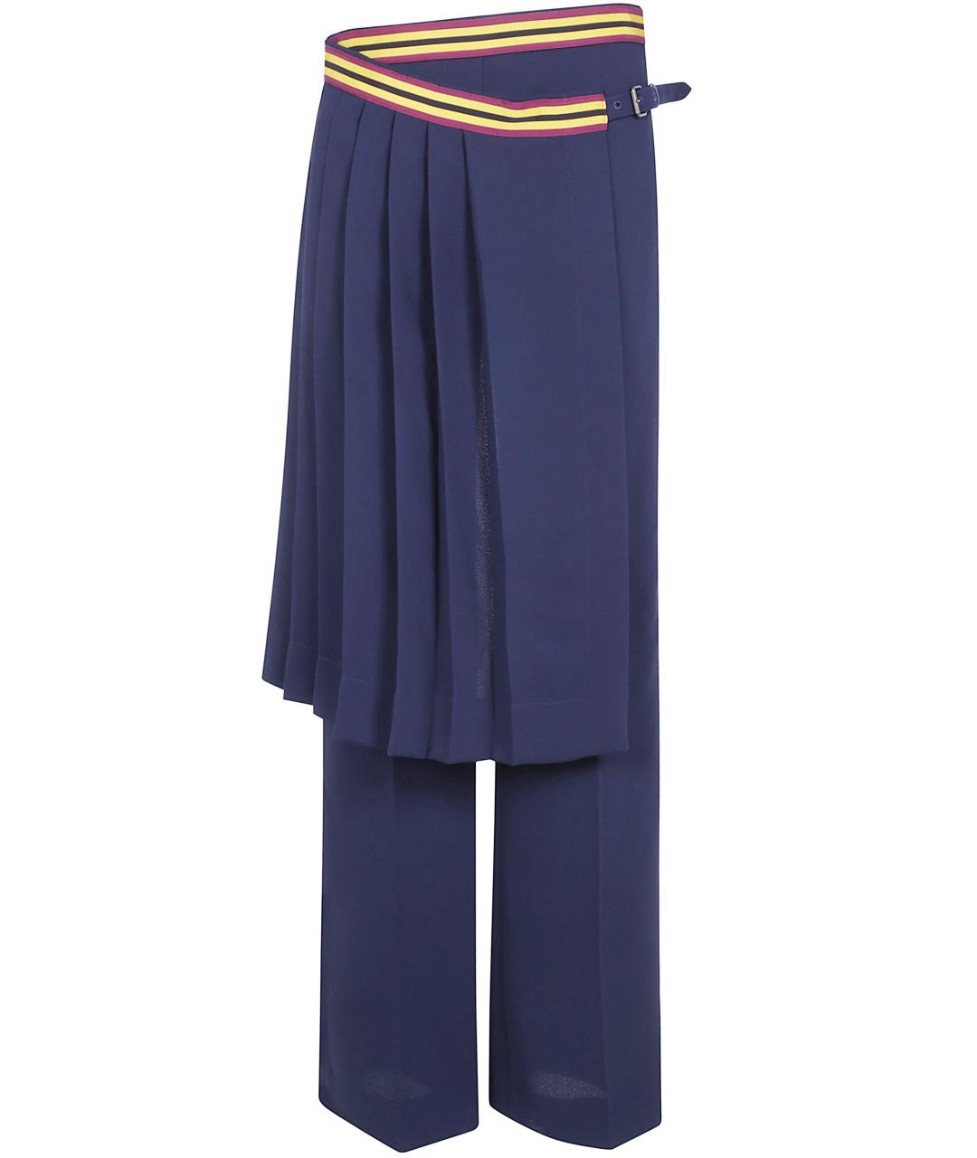 DRIES VAN NOTEN Синие полиэстеровые прямые брюки, фото 1