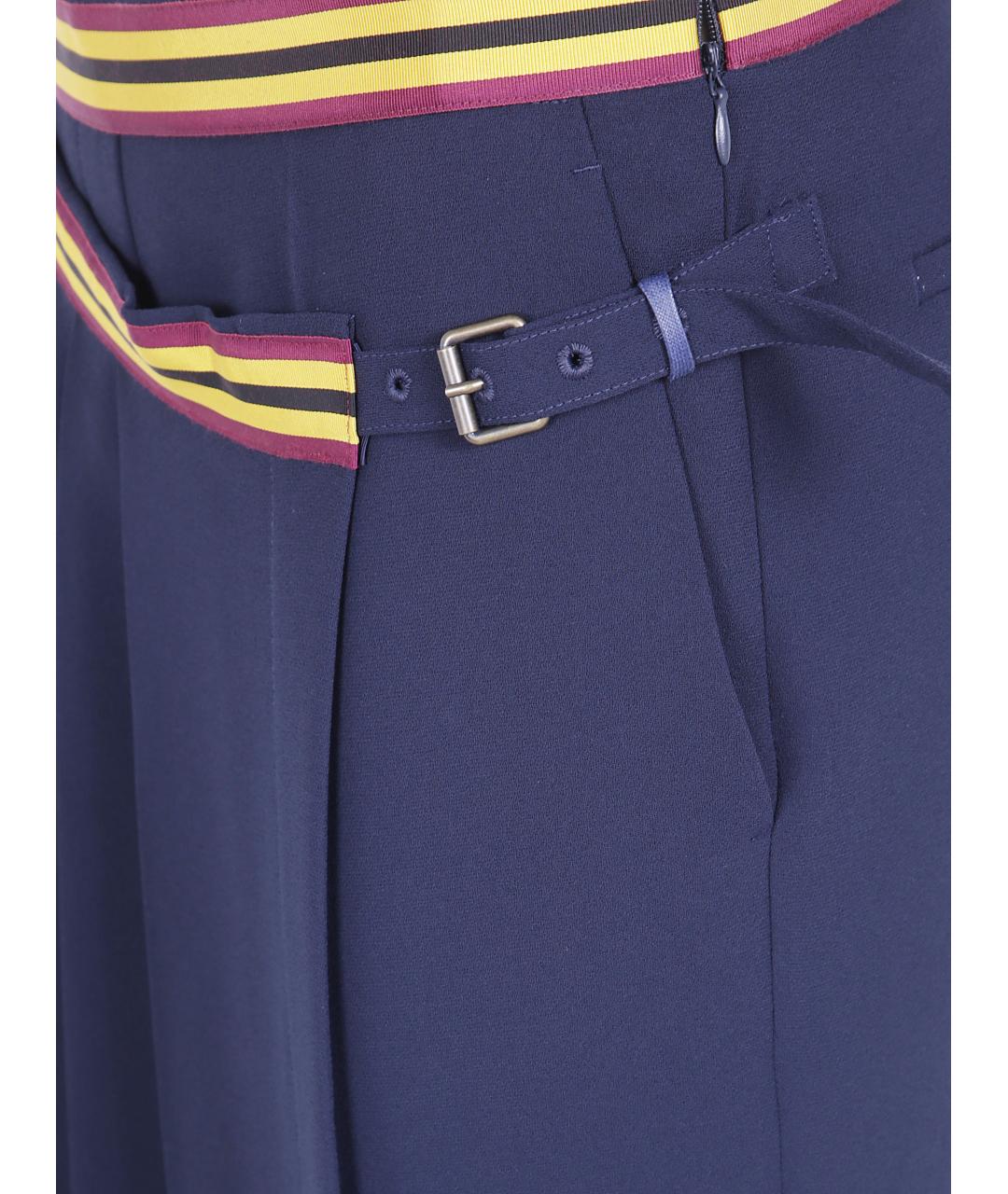 DRIES VAN NOTEN Синие полиэстеровые прямые брюки, фото 3