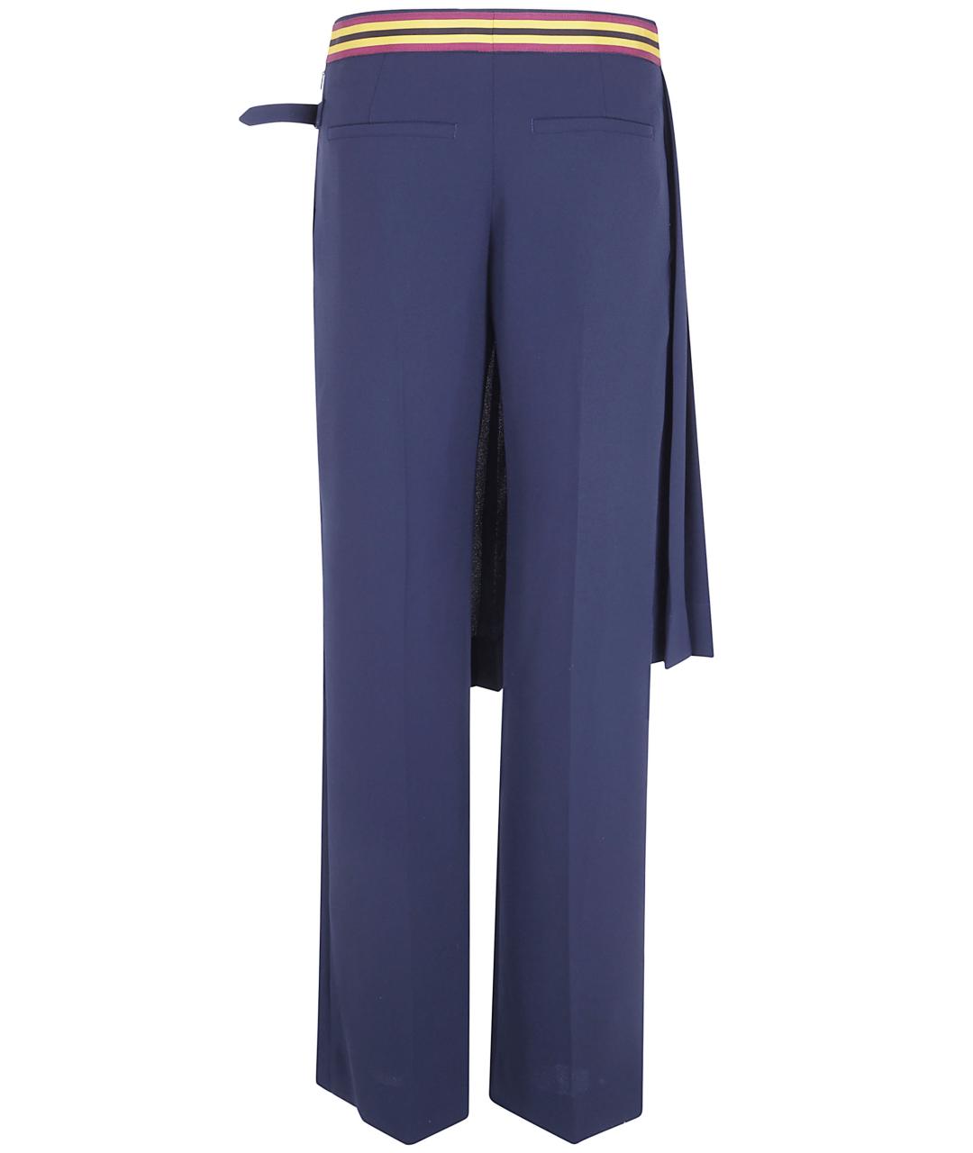 DRIES VAN NOTEN Синие полиэстеровые прямые брюки, фото 2