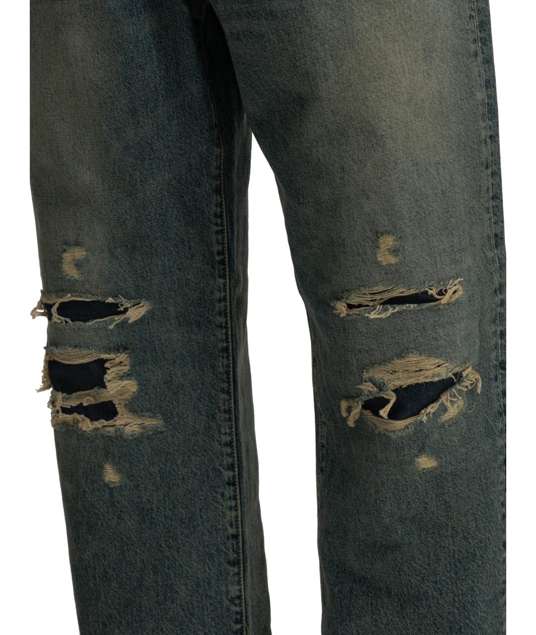 MAISON MARGIELA Синие хлопковые прямые джинсы, фото 4