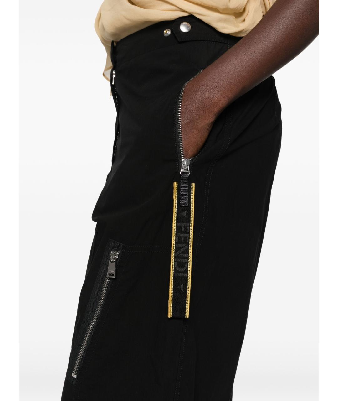 FENDI Черные хлопковые прямые брюки, фото 3