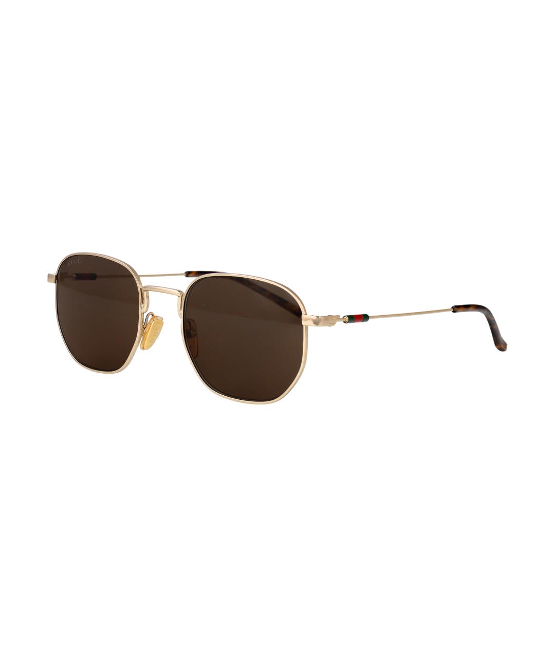 GUCCI Золотые металлические солнцезащитные очки, фото 2