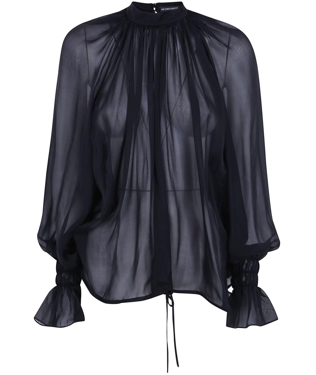 ANN DEMEULEMEESTER Черная шелковая блузы, фото 1