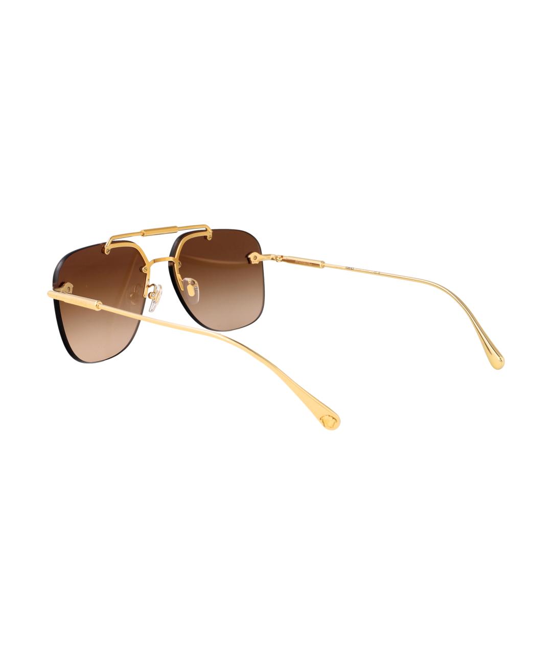 VERSACE Золотые металлические солнцезащитные очки, фото 4