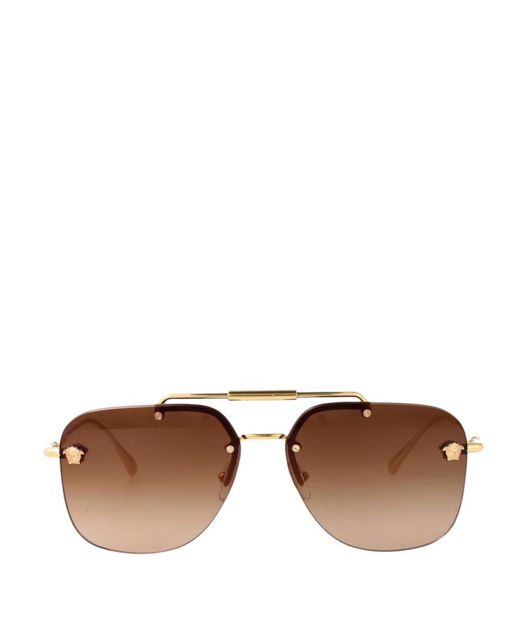 VERSACE Золотые металлические солнцезащитные очки, фото 1