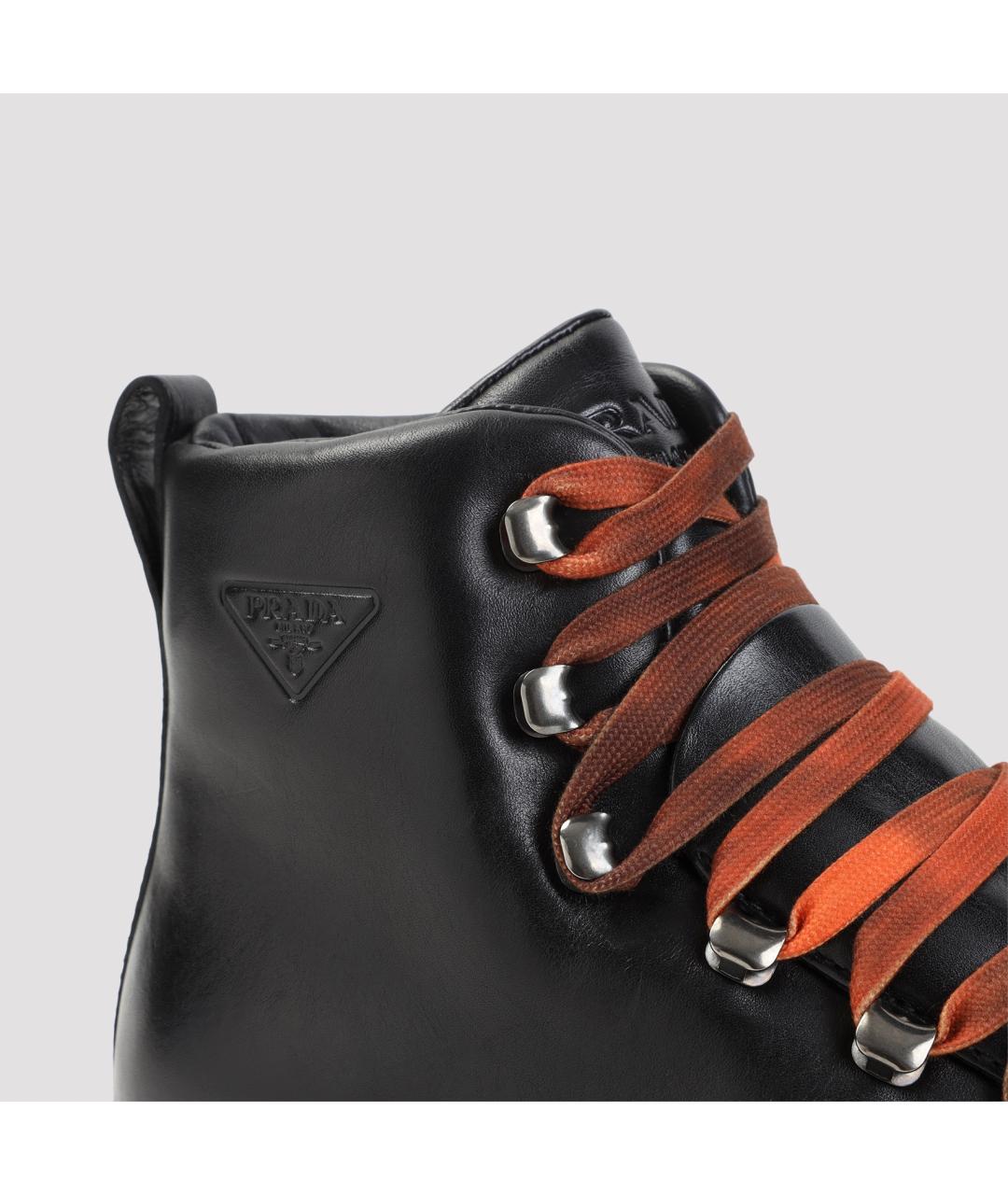 PRADA Черные кожаные высокие ботинки, фото 5