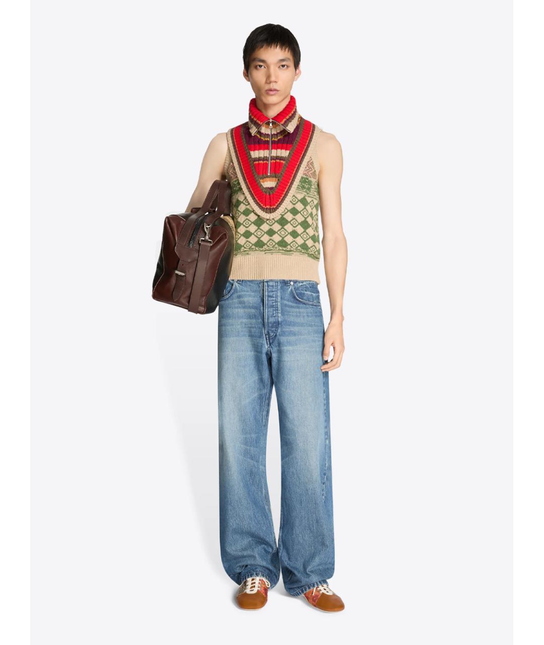 DRIES VAN NOTEN Голубые хлопковые прямые джинсы, фото 2