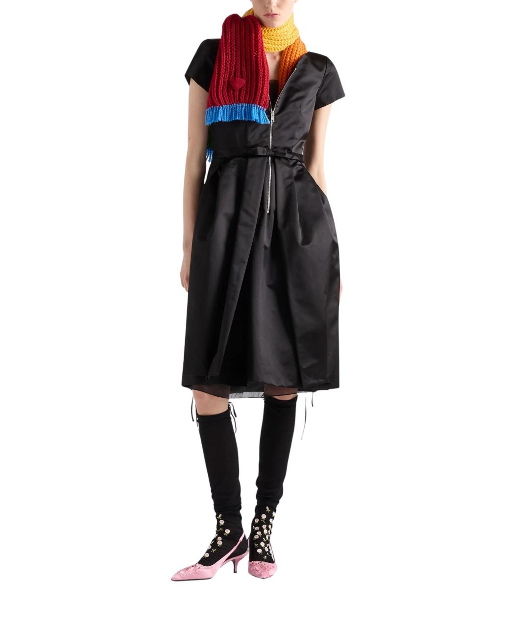 PRADA Черное шелковое повседневное платье, фото 2