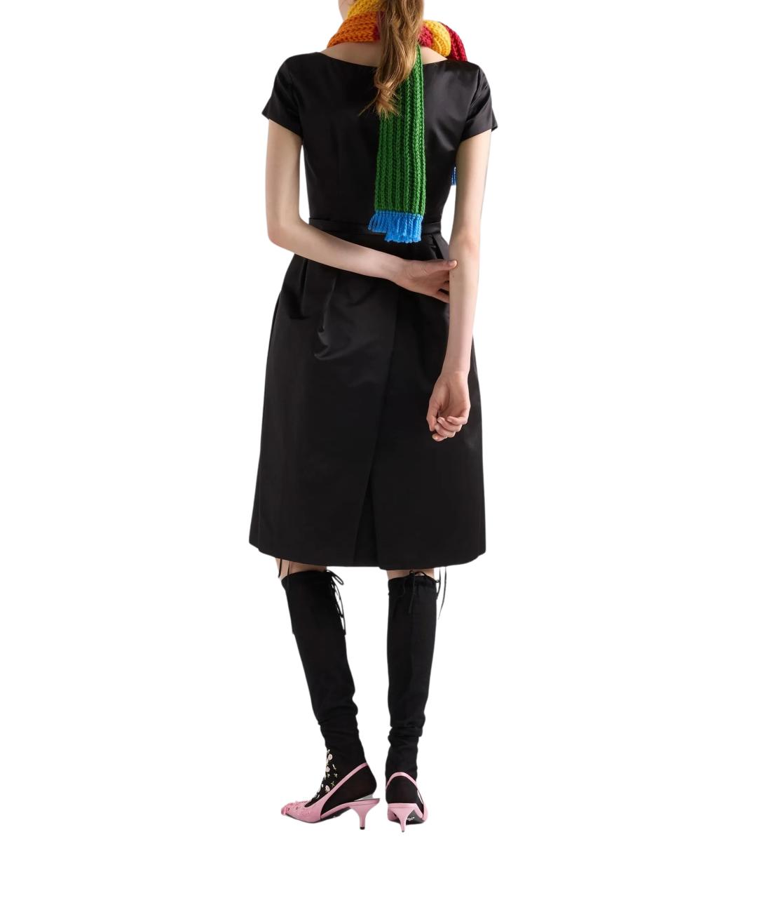 PRADA Черное шелковое повседневное платье, фото 3