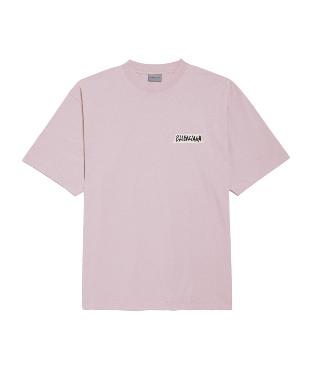 BALENCIAGA Розовая хлопковая футболка, фото 1