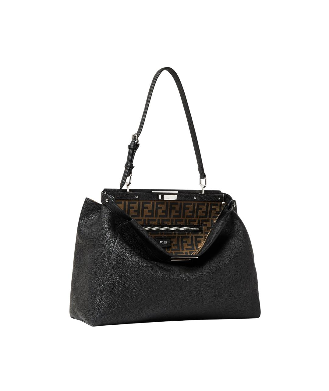 FENDI Черная кожаная сумка тоут, фото 2