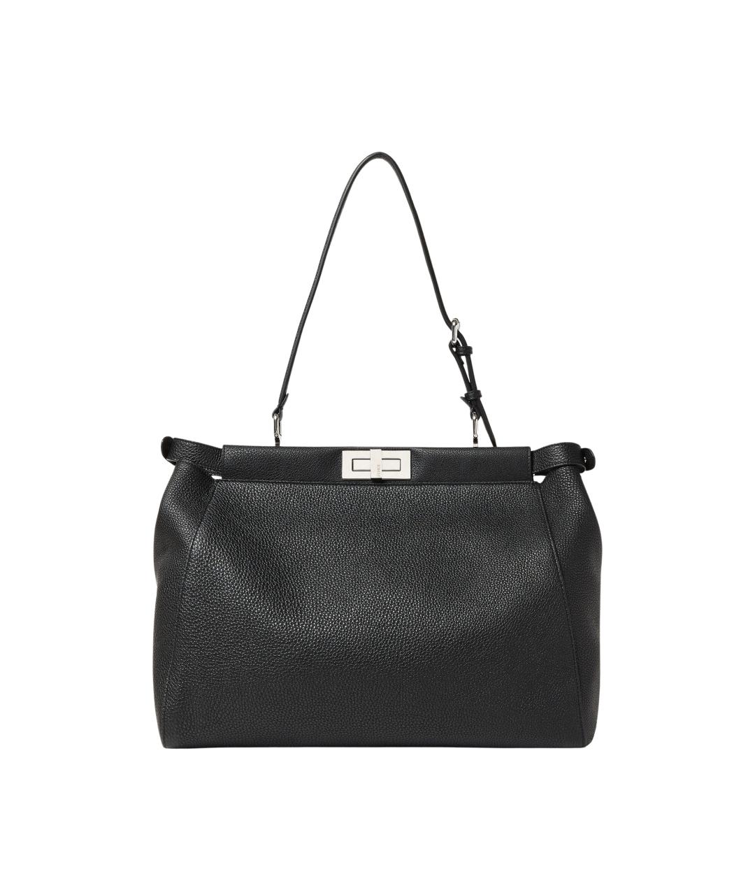 FENDI Черная кожаная сумка тоут, фото 3