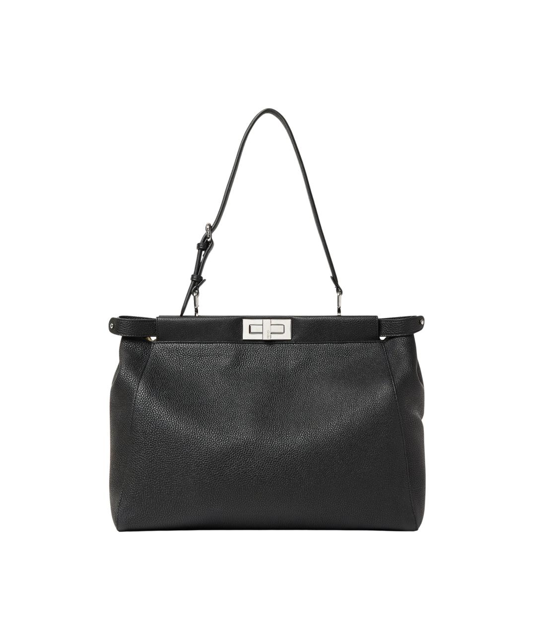 FENDI Черная кожаная сумка тоут, фото 6