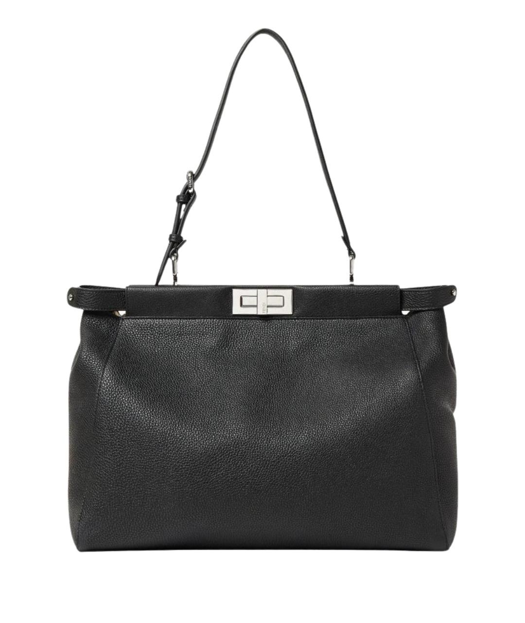 FENDI Черная кожаная сумка тоут, фото 1