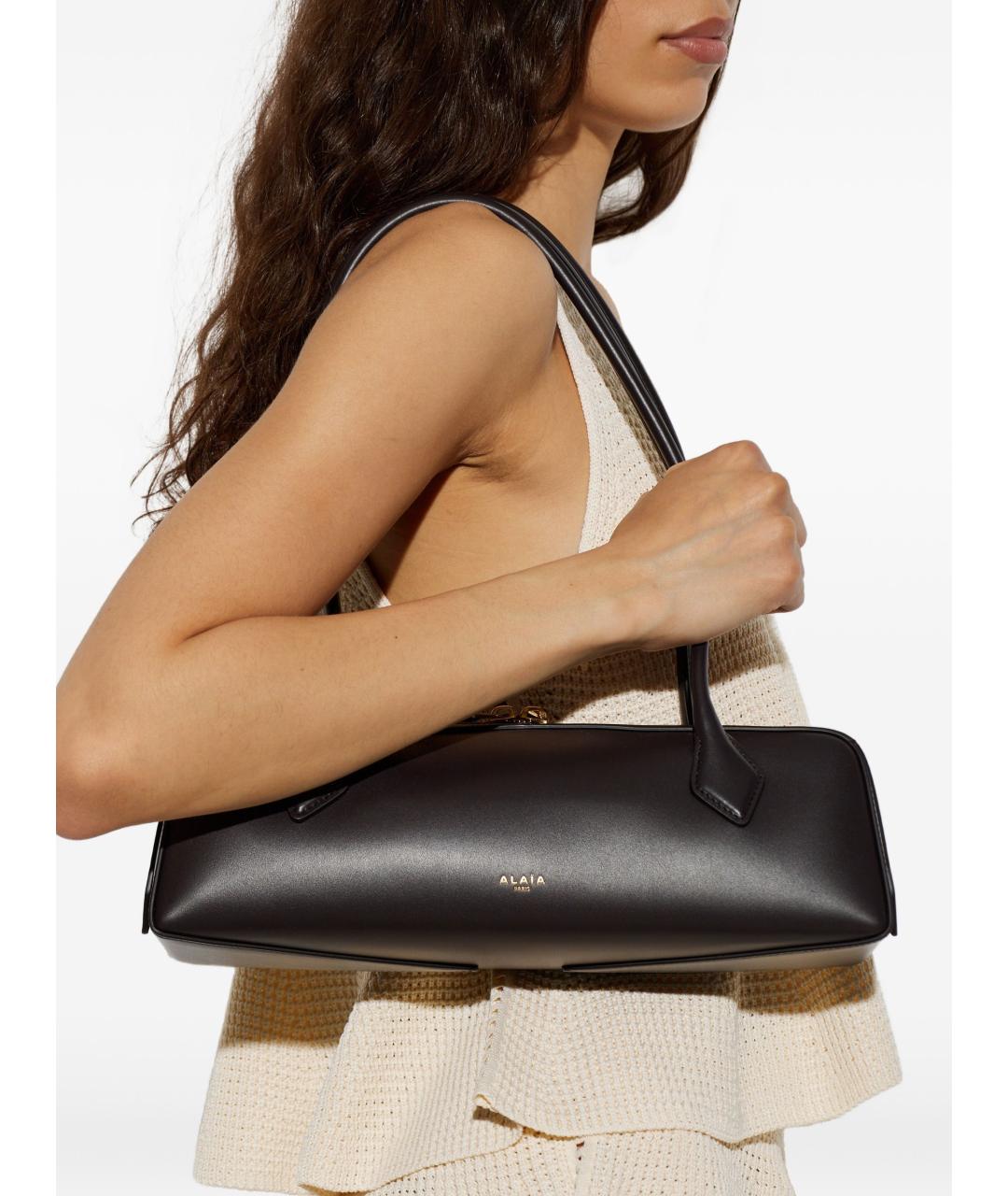 ALAIA Коричневая кожаная сумка с короткими ручками, фото 3