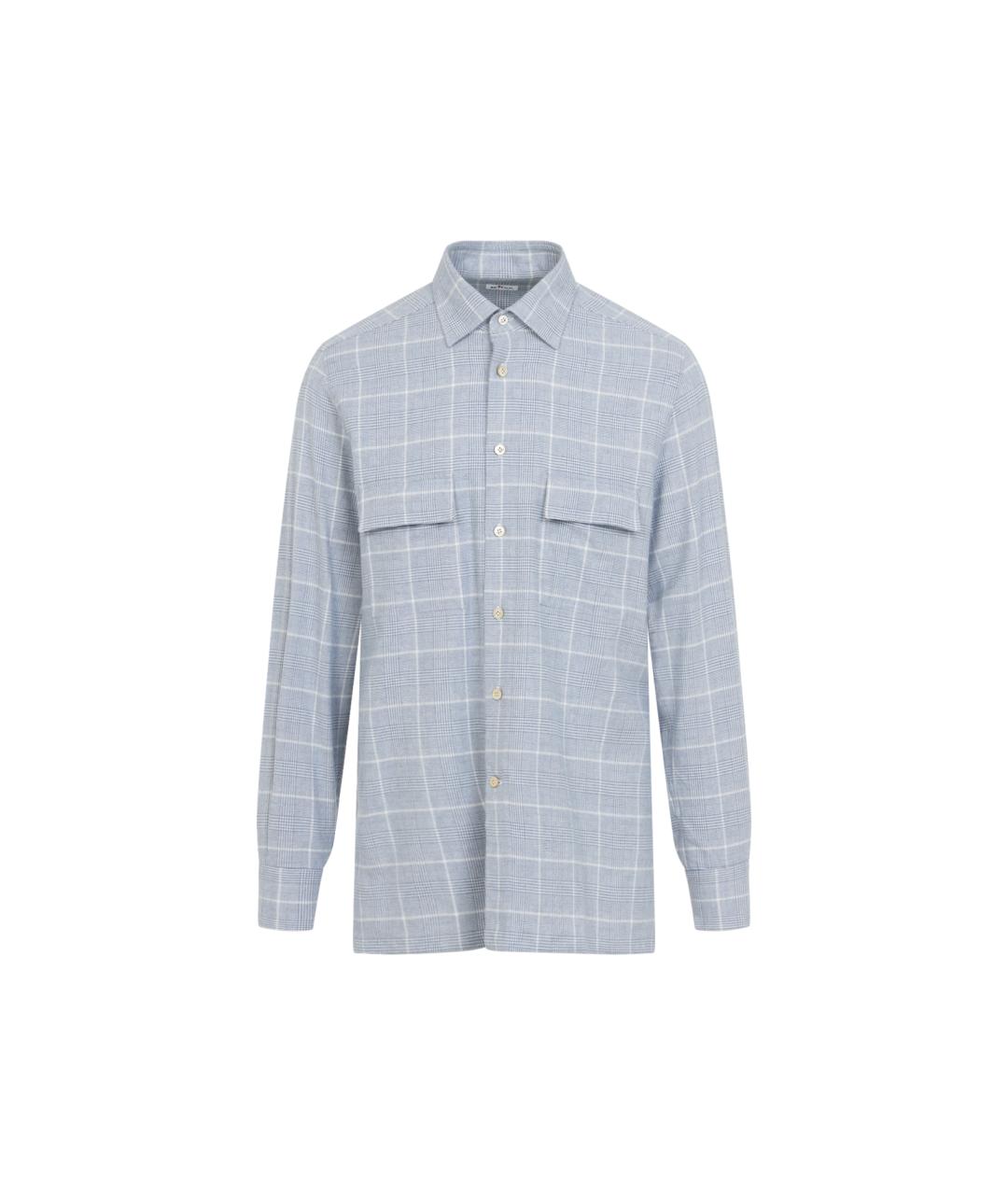 KITON Синяя хлопковая кэжуал рубашка, фото 5