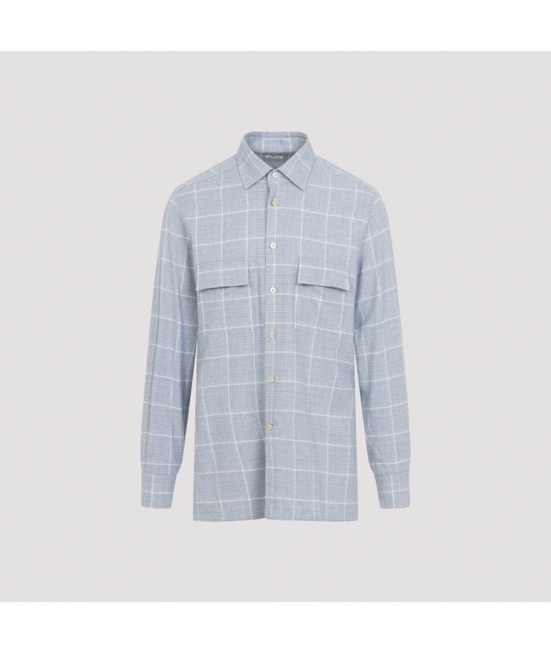 KITON Синяя хлопковая кэжуал рубашка, фото 2