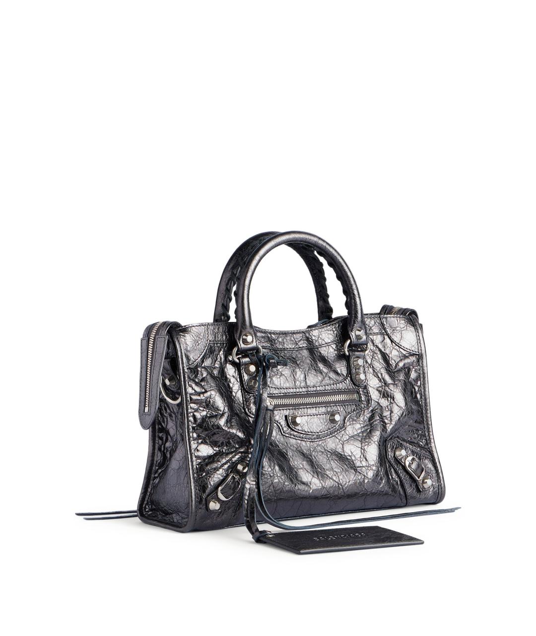 BALENCIAGA Серая кожаная сумка тоут, фото 4