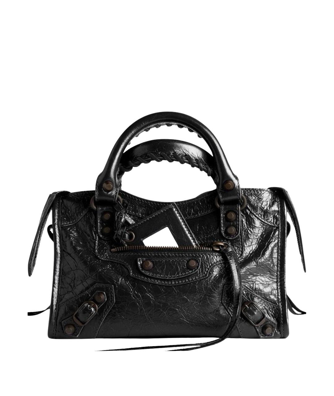 BALENCIAGA Черная кожаная сумка тоут, фото 1