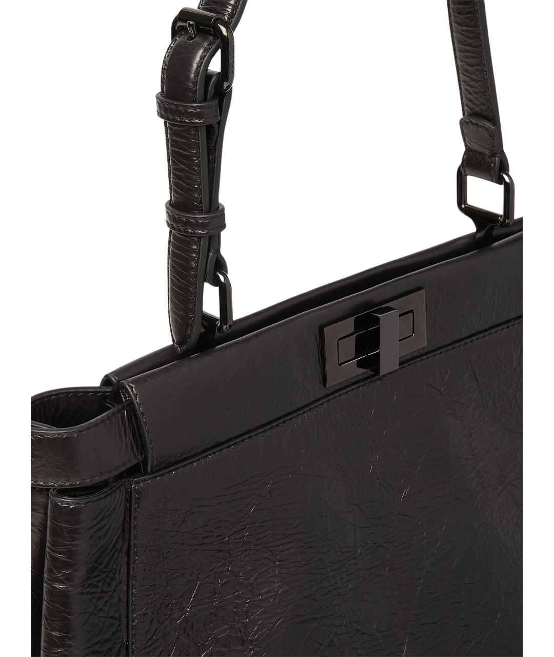 FENDI Черная кожаная сумка тоут, фото 5