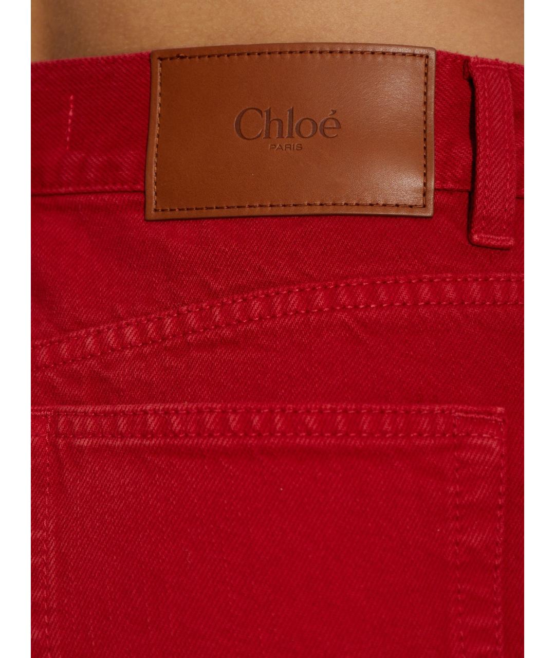 CHLOE Красные хлопковые прямые джинсы, фото 4