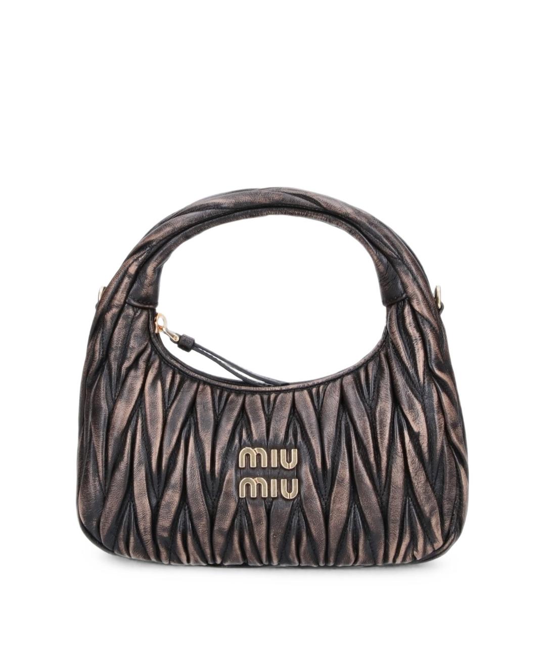 MIU MIU Коричневая кожаная сумка с короткими ручками, фото 1
